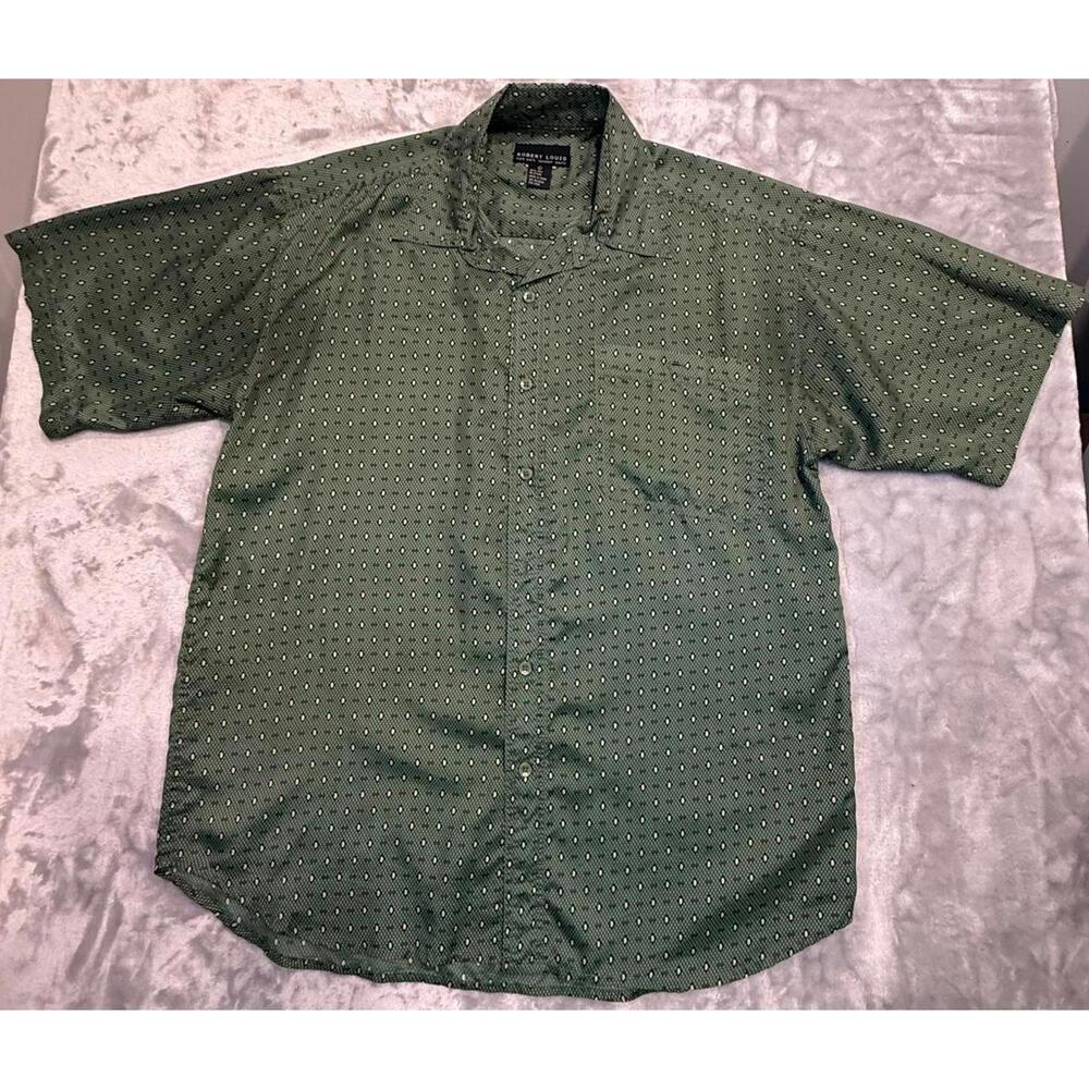 Robert Louis‎ Men's Large Short Sleeve 100% Silk in Green